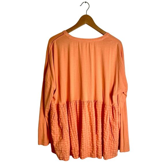 Pilcro Anthropologie Babydoll Top Women’s Sz M Flutter Orange Cotton Viscose - Picture 2 of 10